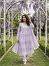 Lilac Tie-Dye Organza Kurta Set with Pants & Dupatta