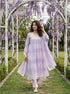 Lilac Tie-Dye Organza Kurta Set with Pants & Dupatta