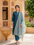 Teal Silk Chanderi Kurta with Pants & Chanderi Dupatta