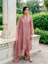 Rose Pink Embroidered Organza Kurta Set with Pants & Dupatta