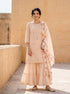 Peach Silk Chanderi Kurta with Muslin Sharara & Chanderi Dupatta