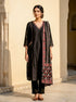 Black Embroidered Silk Chanderi Kurta Set with Pants & Dupatta