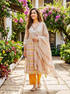 Ivory & Mustard Hand Block Print Kota Doria Kurta Set with Pants & Dupatta