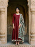Maroon Embroidered Premium Modal Kurta Set with Pants & Dupatta