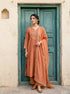 Rust Embroidered Mal Silk Chanderi Kurta Set with Pants & Dupatta