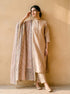 Beige Embroidered Silk Chanderi Kurta Set with Pants & Dupatta