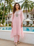 Pink Embroidered Organza Kaftan with Pants