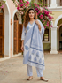 Indigo Blue Hand Block Print Cotton Kurta Set with Pants & Kota Dupatta