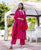 Magenta Bandhej Printed Embroidered Kurta