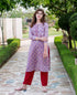 Purple and Red Hand Block Printed Straight Kurta ( 1 Pc. )