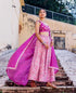 Aarzoo Pink and Purple Hand Block Printed Lehenga  Set