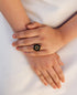 Black and Gold Square Adjustable Ring