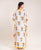 Yellow White Hand Block Printed V Neck Kaftan