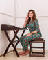 Green and Red Block Printed Cotton Night Suit