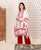 White and Red Hand Block Printed Kaftan Set