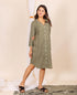 Pickle Green Hand Block Printed Shirt Dress