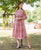 Peach Hand Block Printed  Maternal and Nursing Dress