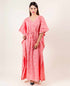 Pink Hand Block Printed Kaftan With White Borders