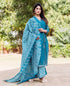 Rida Teal Blue Hand Block Printed Kurta