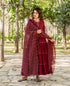 Maroon Tiered Hand Embroidered Dress