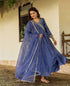 Turvi Steel Blue Hand Embroidered Chanderi Dress