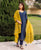 Aabha Navy Blue and Yellow Embroidered Kurta