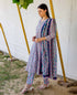 Steel Blue Block Printed Kurta