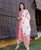 Peach Block Printed and Embroidered Straight Kurta