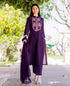 Wine Lurex Embroidered Straight Kurta