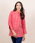 Peach Linen Top with Button down Placket