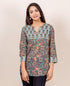 Turkish Blue Hand Block Printed Cotton Top