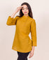 Mustard Linen Mandarin Collar Top