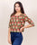 Olive Green and Red Hand Block Printed Crop Top