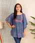 Blue and Pink Hand Block Printed Kaftan Top