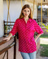 Magenta Bandhej Printed  Button Down Shirt