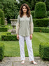 Sage Green Modal Top with Organza Sleeves