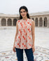 Ivory & Pink Halter-Neck Handblock Cotton Top
