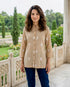 Beige Hand-Embroidered Cotton Shirt Top