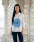 White Hand-Painted Jacquard Shirt Top