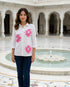 White & Pink Floral Handblock Cotton Top