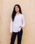 White Hand-Painted Floral Cotton Slub Shirt Top