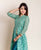 Green Hand Block Printed Indo Western Kurta with Pants