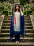 Ivory Tie-Dye Silk Chanderi Kurta with Blue Cotton Pants & Chanderi Dupatta