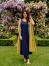 Indigo Modal Kurta with Pants & Mustard Chanderi Dupatta
