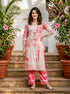 Coral Tie-Dye Cotton Co-ord Set with Lace Trim