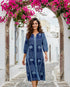 Indigo Handblock Cotton Dress with Round Collar