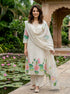 Ivory Hand-Painted Lotus Chanderi Silk Kurta with Pants & Chanderi Dupatta