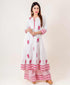 White And Pink Hand Block Printed Kurta