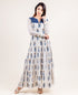 White / Blue Floral Indo Western Dress / Evening Gown