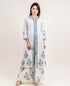 White and Blue Block Printed Indo Western Kurta